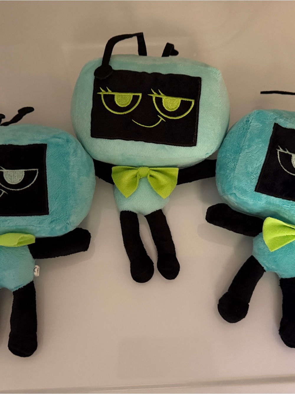 Aqua Plush Robot with Lime Bow Tie - Kids Stuffed Toy